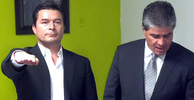 Monraz y  Sergio Tolento,ex secretario de Salud y actual candidato a una diputación local 