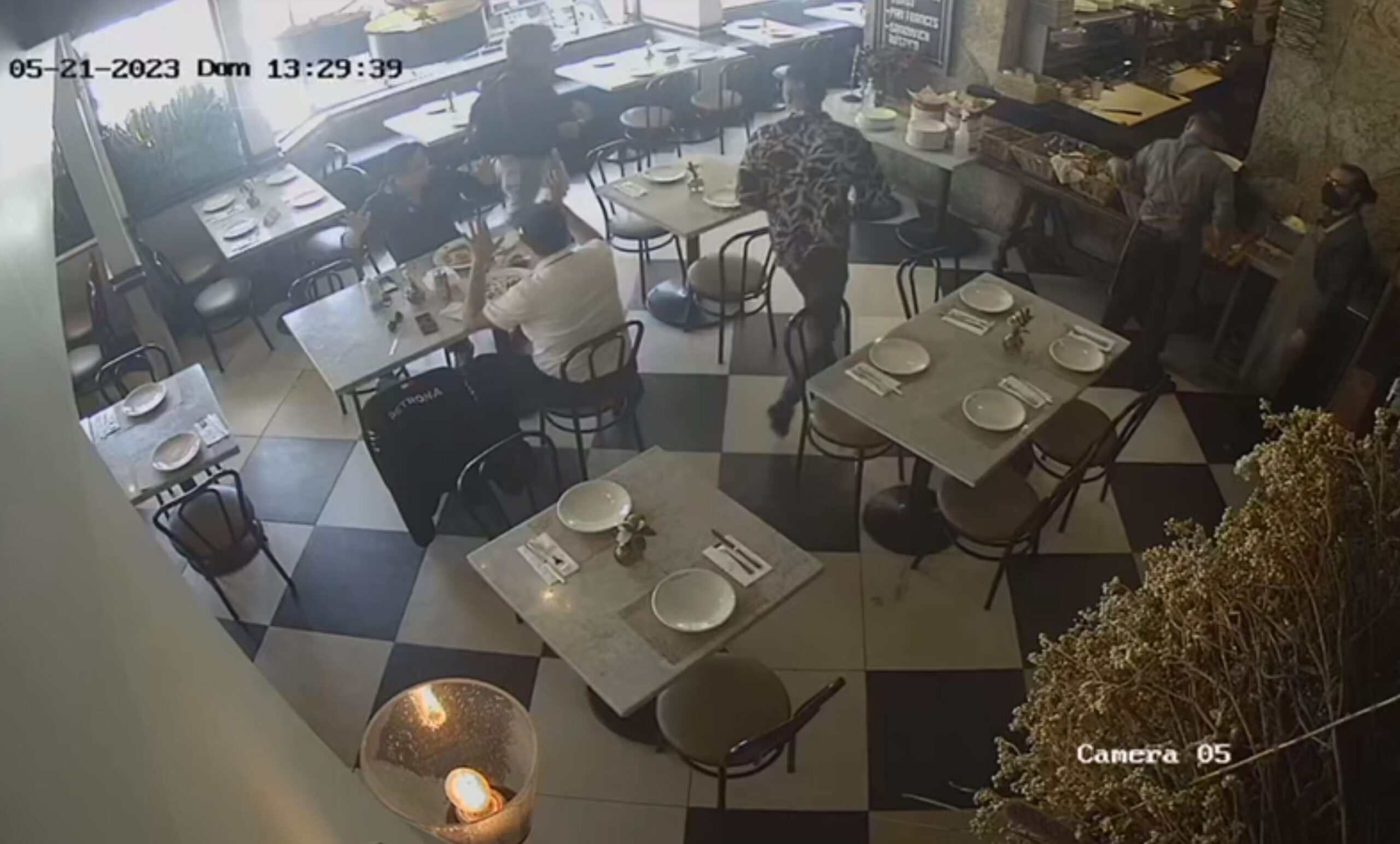 Motorcycle riders attack diners at Cafe Saverios in Tijuana.